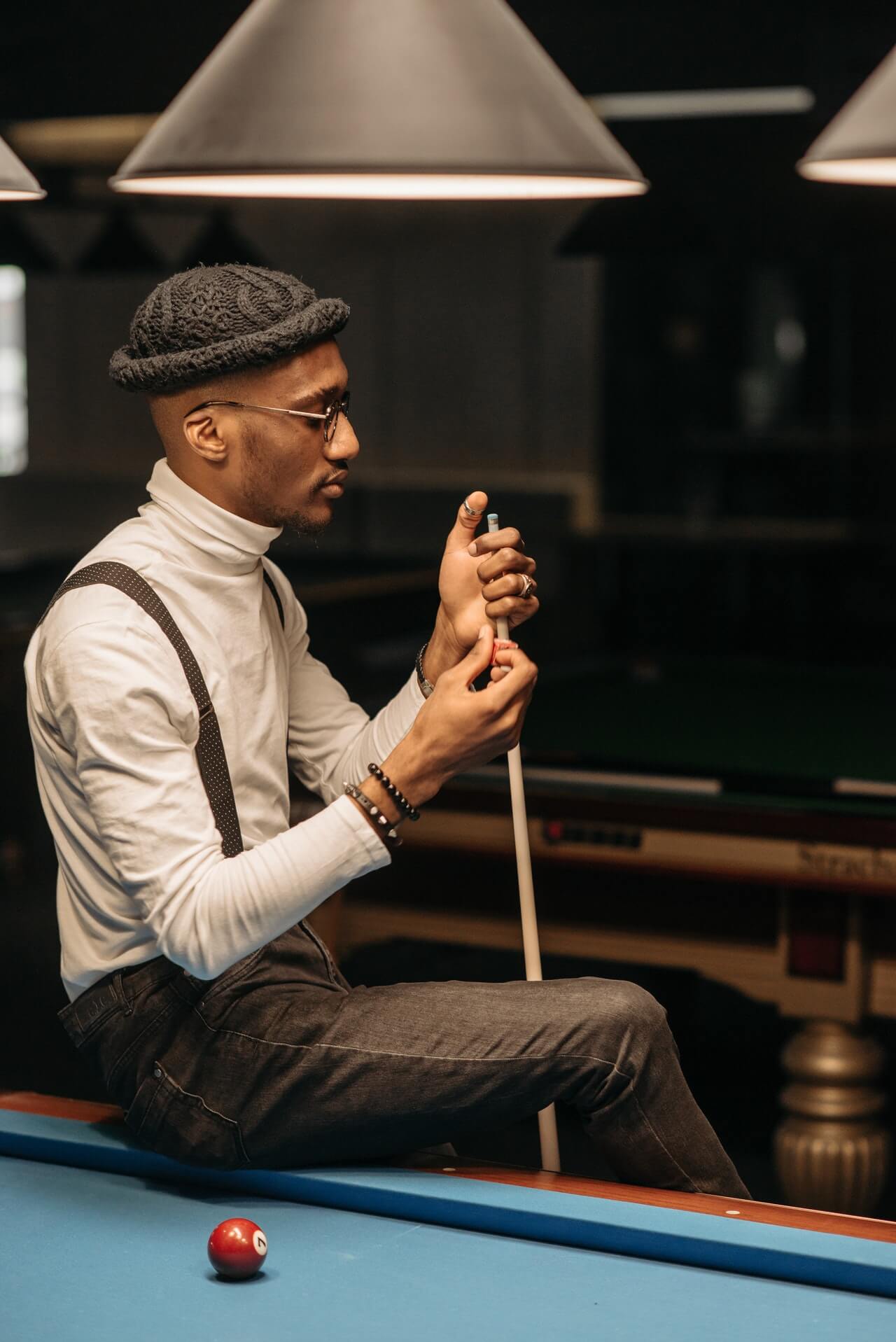 guy on a pool table